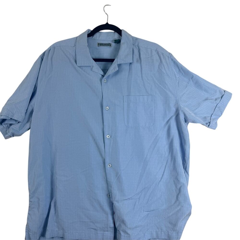 Cubavera Blue Button Up Shirt Mens XXL Short Sleeve Camp Casual